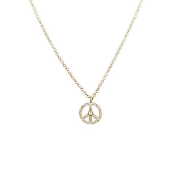 9ct Yellow Gold Pave Set Peace Pendant on an 18/16" 9ct Yellow Gold Chain