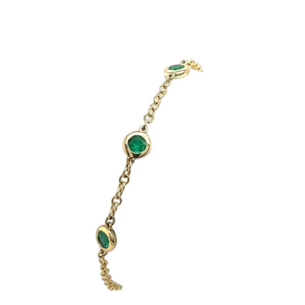 9ct Yellow Gold 3 Stone Bracelet, Set With 3 Emeralds