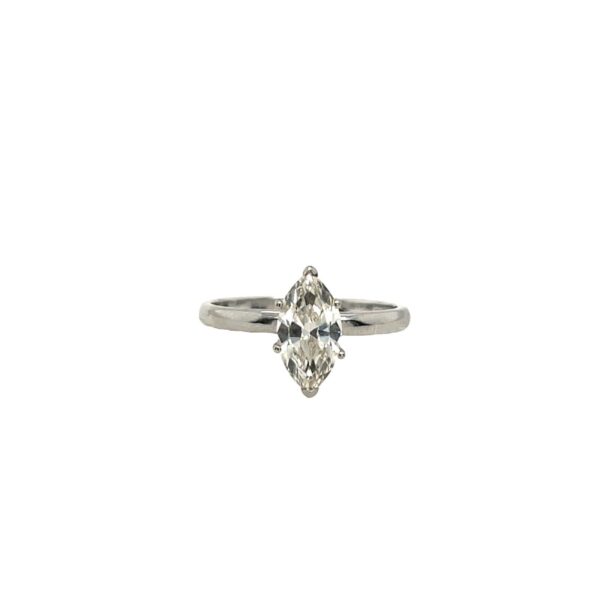 Platinum Diamond Ring, Set With 1.17ct J/VS1 Marquise Natural Diamond