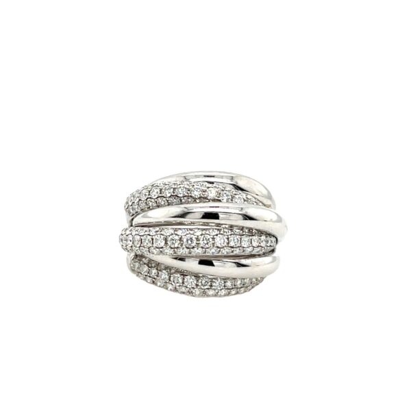 6 Row Diamond Turban Ring, Set In 18ct White Gold With 1.85ct Natural Diamonds