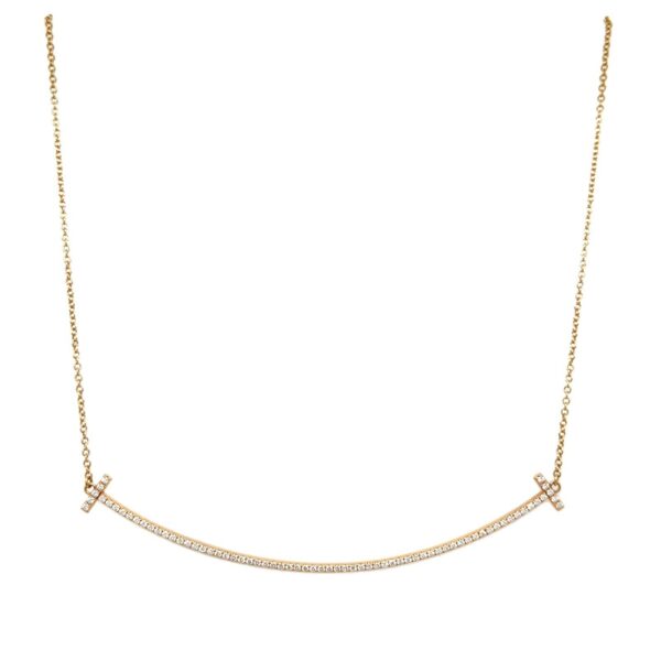 Tiffany & Co Diamond Diamond T smile Necklace set in 18ct Rose Gold