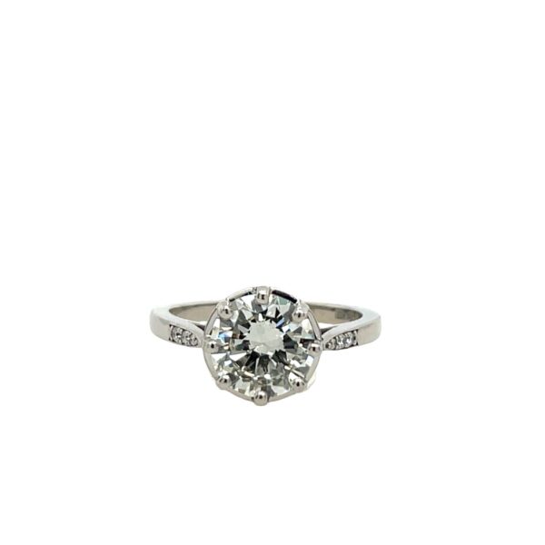 2.22ct Old cut Round M/SI1 Diamond Ring, Set In Platinum