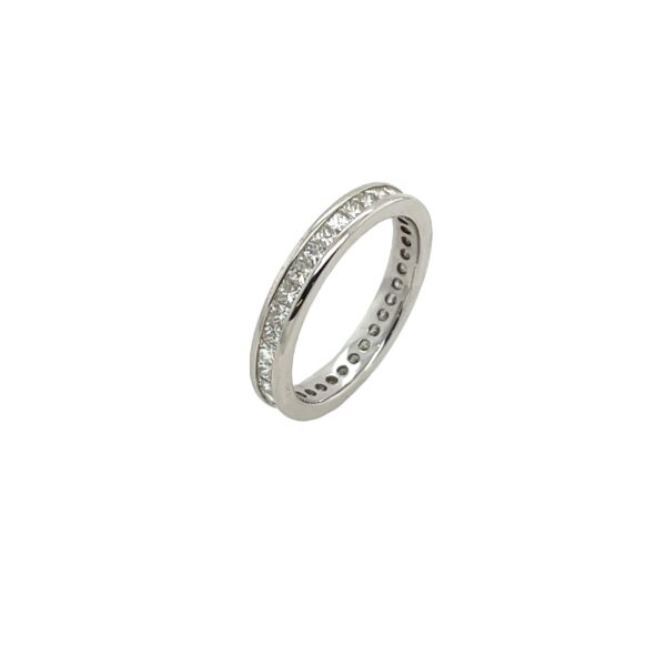 18ct White Gold Diamond Full Eternity Ring, 1.0ct Princess Cut Diamonds