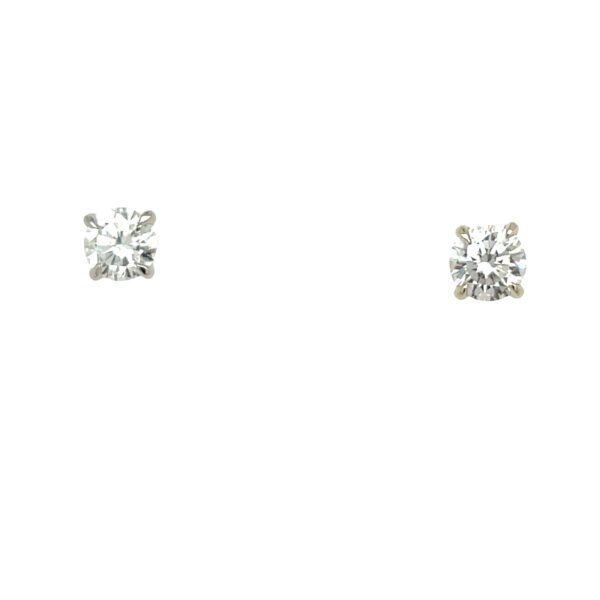 9ct White Gold Lab Created Diamond Stud Earrings, 1.0ct & 1.0ct D/VVS1