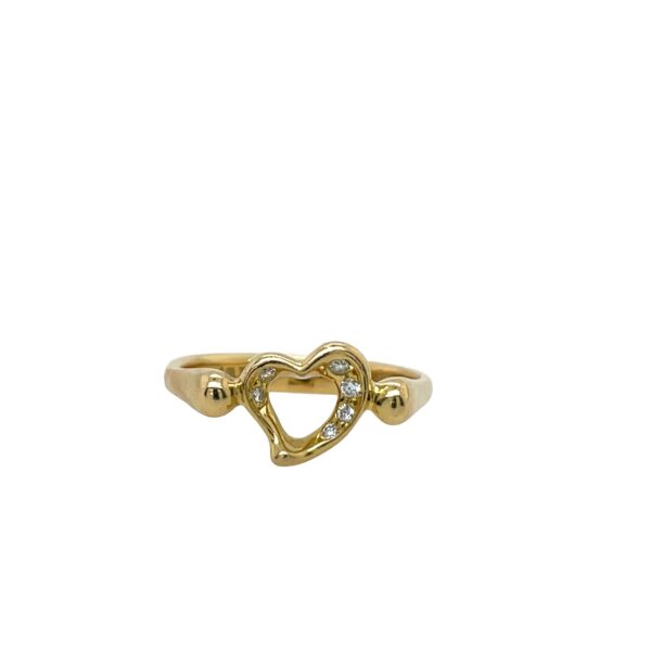 Tiffany & Co. Open Heart Diamond Ring in 18ct Yellow Gold