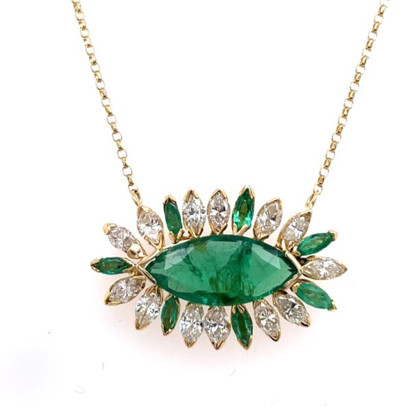 3ct Emerald & Diamond Pendant Set in 18ct Yellow Gold