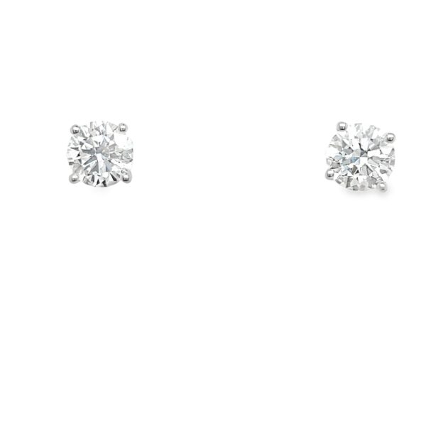 9ct White Gold Lab Created Diamond Stud Earrings, 1.56ct & 1.56ct D/VS1