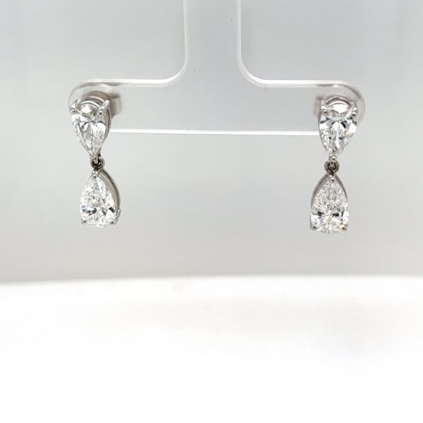14ct White Gold Lab Created Diamond Drop Earrings, 3.63ct