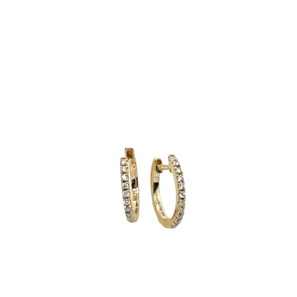 14ct Yellow Gold Diamond Hoop Earrings, Set With 0.13ct Of Round Diamonds 15mm