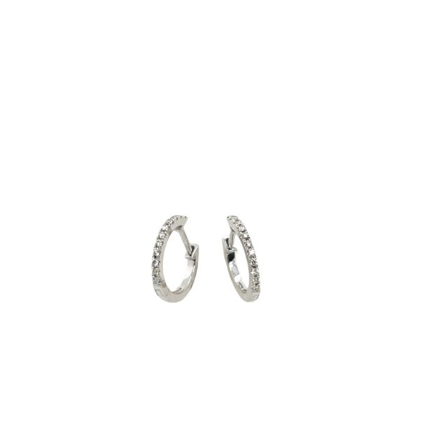 14ct White Gold Diamond Hoop Earrings, Set With 0.09ct Of Round Diamonds 12mm