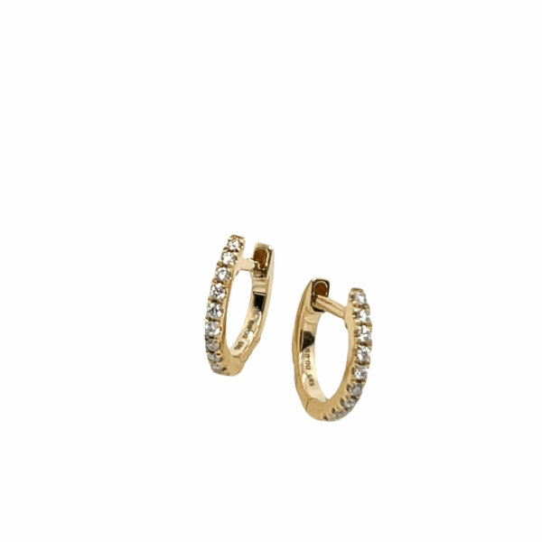 14ct Yellow Gold Diamond Hoop Earrings, Set With 0.09ct Of Round Diamonds 12mm
