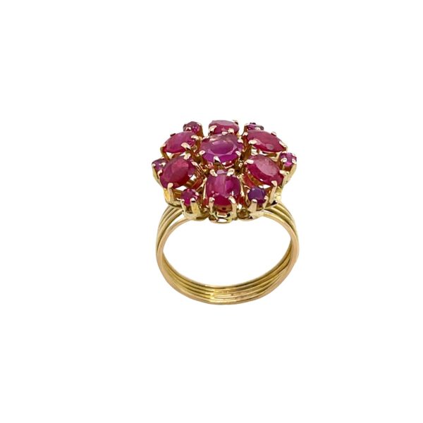 18ct Yellow Gold Cluster Ring Set With Natural Rubies