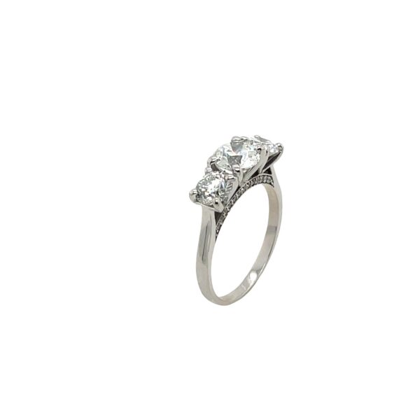 3 Stone Diamond Ring Set With 2.13ct Natural Diamonds in 18ct White Gold