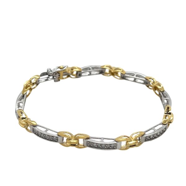 14ct Yellow & White Gold Chain Diamond Bracelet