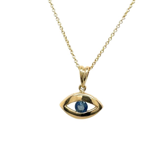 Evil Eye Sapphire Pendant in 14ct Yellow Gold