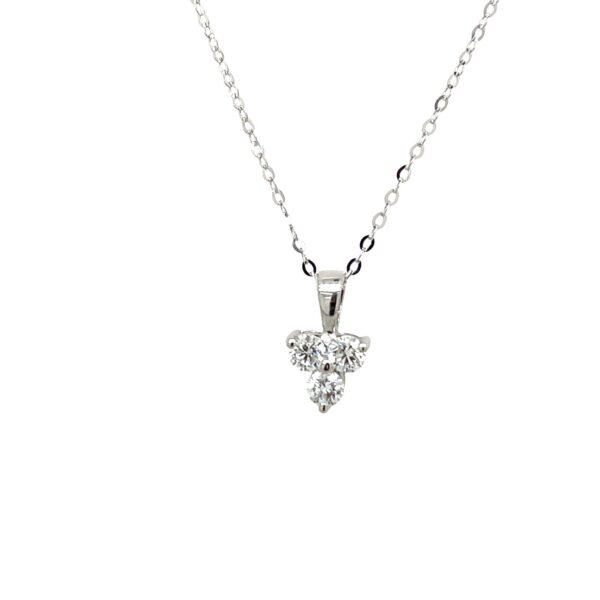 18ct White Diamond Pendant Set With 3 Natural Diamonds
