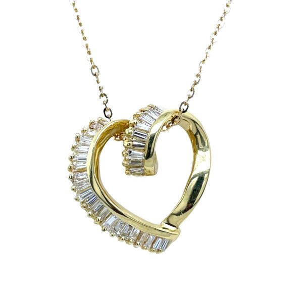 Vintage 18ct Yellow Gold Diamond Heart Pendant on 18" Chain
