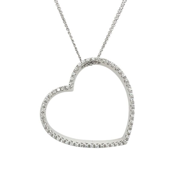Diamond Heart Pendant in 18ct White Gold, 0.40ct Natural Diamonds
