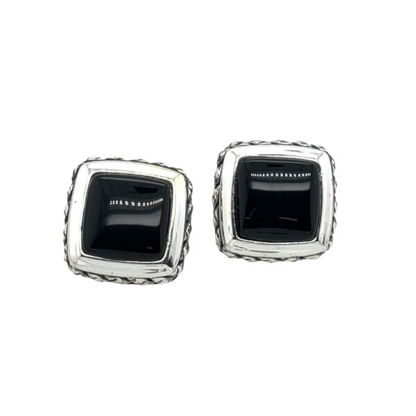 Sterling Silver Black Onyx Stud Earrings