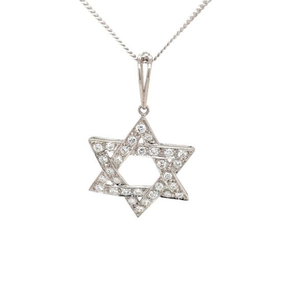 Star of David Diamond Necklace – 18ct White Gold Pendant on 9ct White Gold Chain