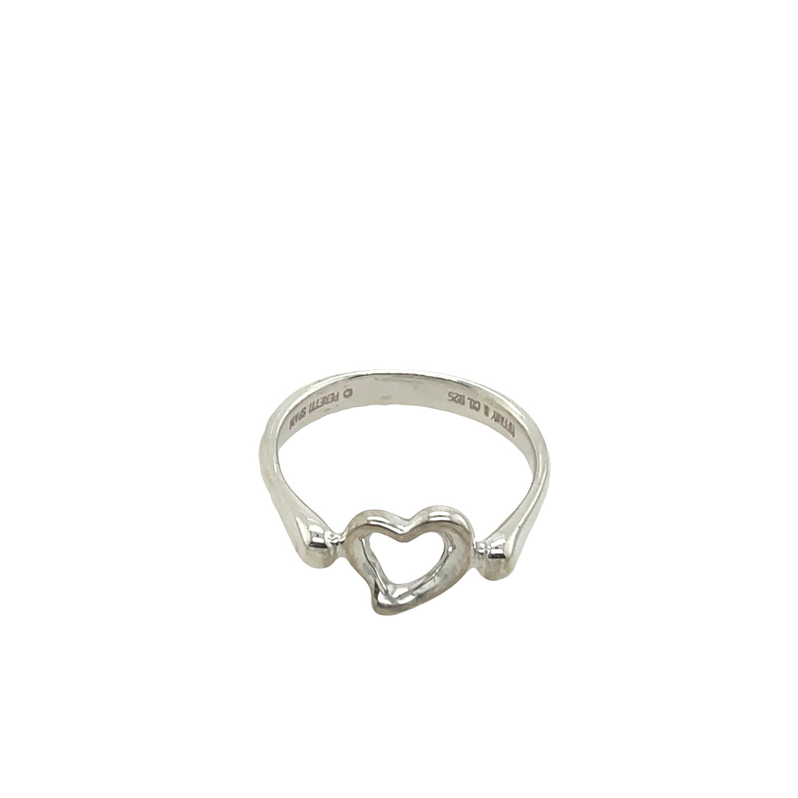 Tiffany & Co. Peretti 925 Sterling Silver Open Heart Ring Size N