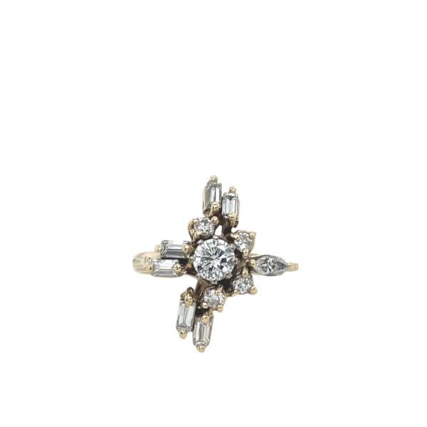 9ct Yellow Gold Diamond Ring, Set With 1.10ct Natural Diamonds