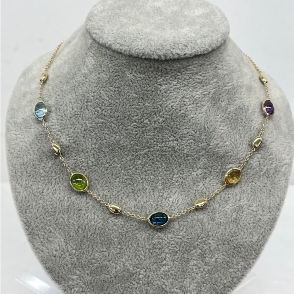 14ct Yellow Gold Necklace With Multi Coloured Gemstones