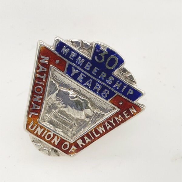 1948 National Union Of RailwayMen Silver Enamel Brooch, 30 years Membership