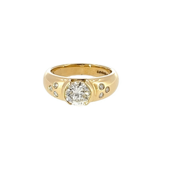 Half-Bezel Diamond Ring – 18ct Yellow Gold, 1.14ct Round Natural Diamond