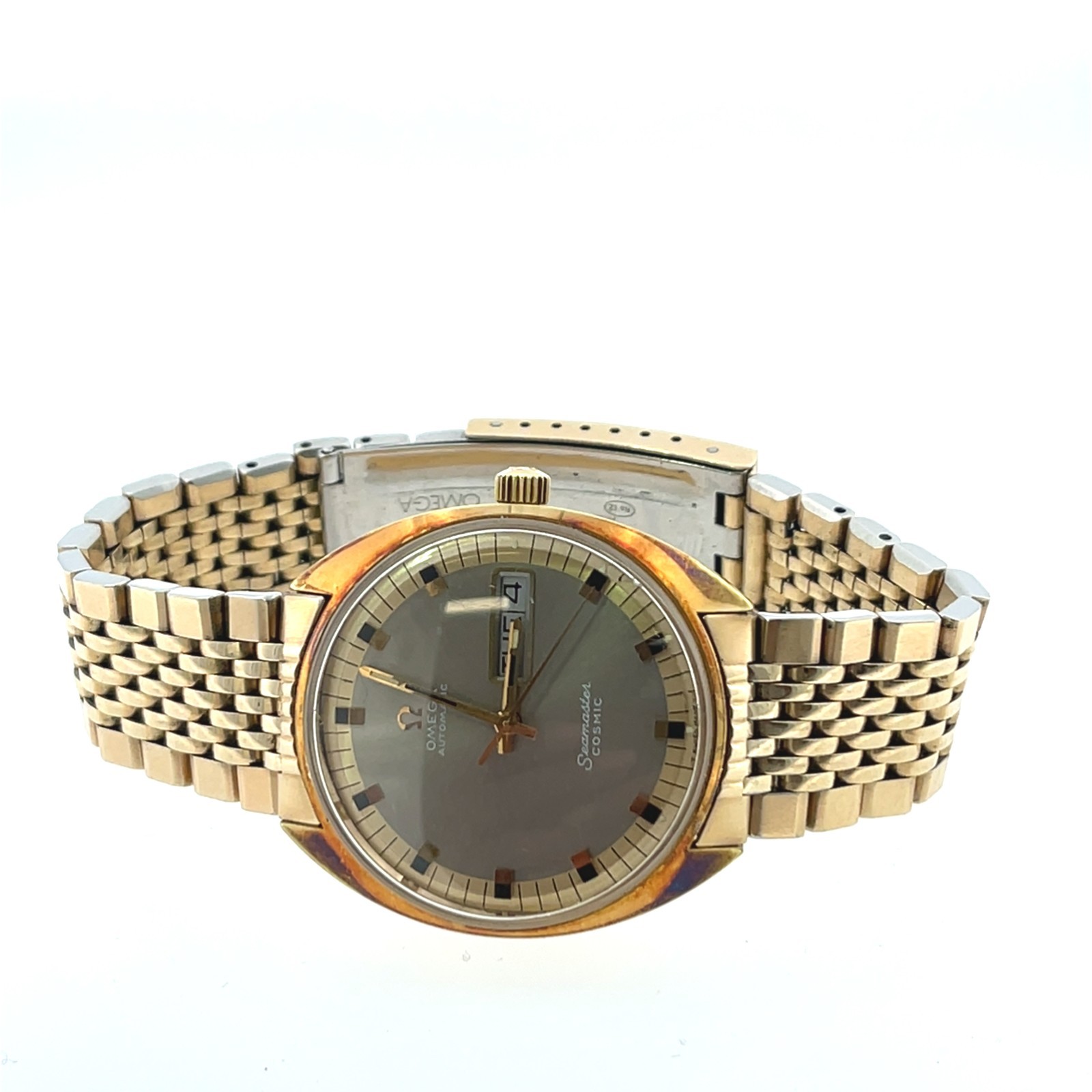 Vintage Omega Seamaster Cosmic Automatic Wristwatch, Gold-Plated, Champagne/Grey