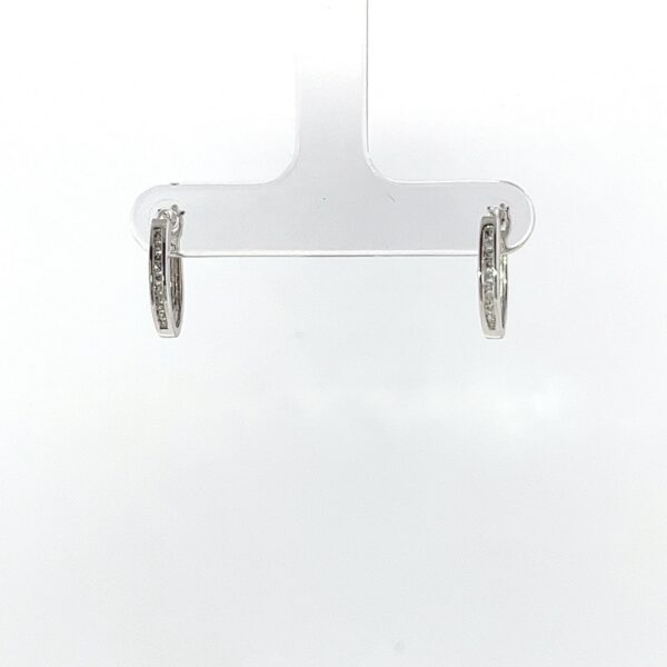 9ct White Gold Diamond Hoop Earrings, Set With 0.15ct Of Round Diamonds, 12.5mm