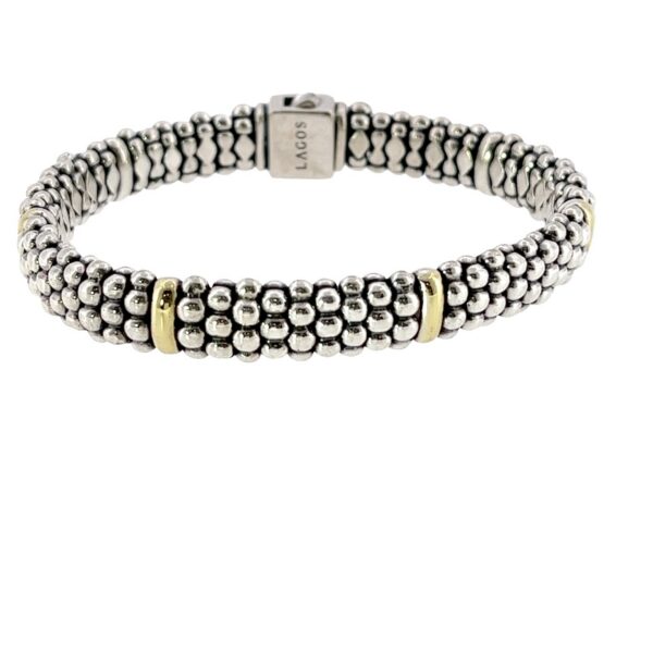 LAGOS Rope Bracelet in Sterling Silver and 18ct Yellow Gold, 8mm Wide
