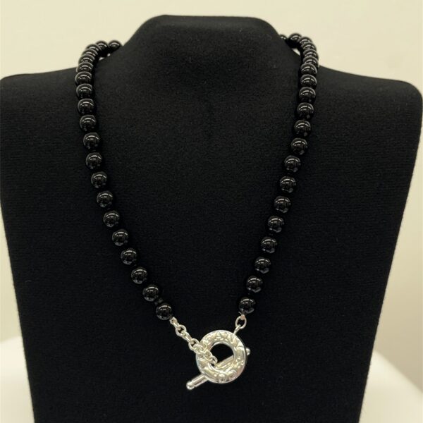 Tiffany & Co. Black Onyx 18" Toggle Silver Necklace