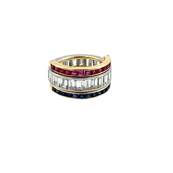 Vintage Style Sapphire, Ruby & Diamond “Day & Night” Flip Ring