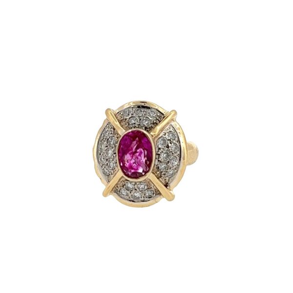 Vintage Ruby & Diamond Cluster Ring – 1.15ct Oval Ruby