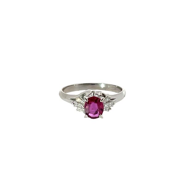 Ruby & Diamond Cluster Ring Set In Palladium