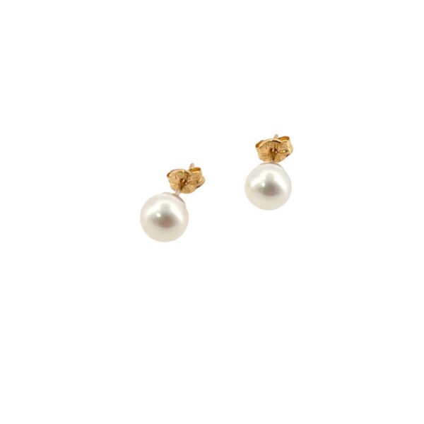 18ct Yellow Gold Earrings Set With 2 Cultured Pearls 6.2mm