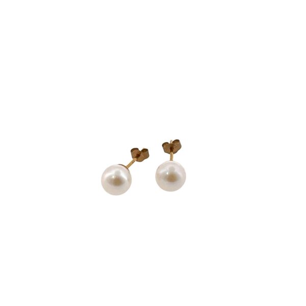 9ct Yellow Gold Earrings Set With 2 Cultured Pearls 6.5mm