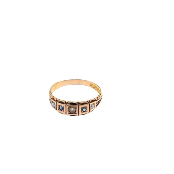 Victorian Sapphire & Pearl Five-Stone Band – 15ct Yellow Gold