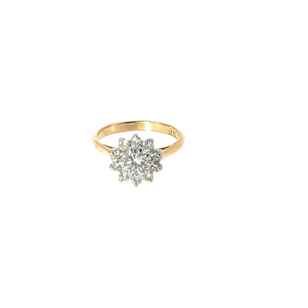 Vintage 18ct Yellow & White Gold Sapphire and Diamond Cluster Ring