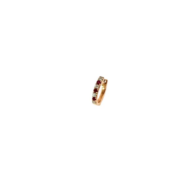 14ct Rose Gold Single Hoop Earring Set With Diamonds and Ruby
