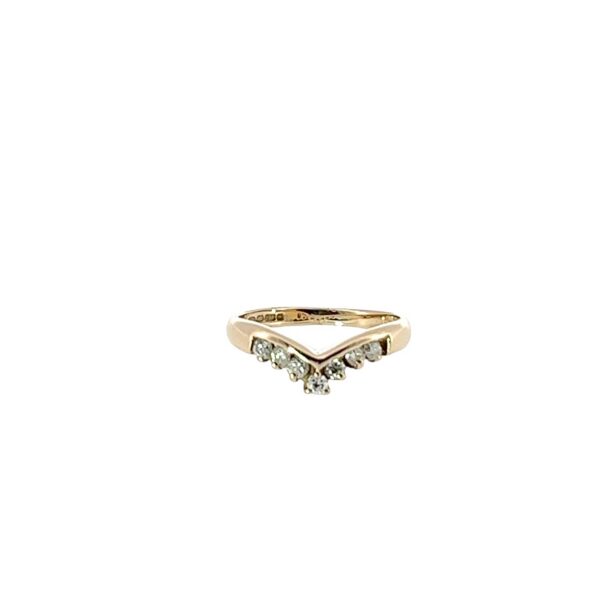 9ct Yellow Gold Wishbone Diamond Ring – 0.20ct , 7 Stone V-Shape Band