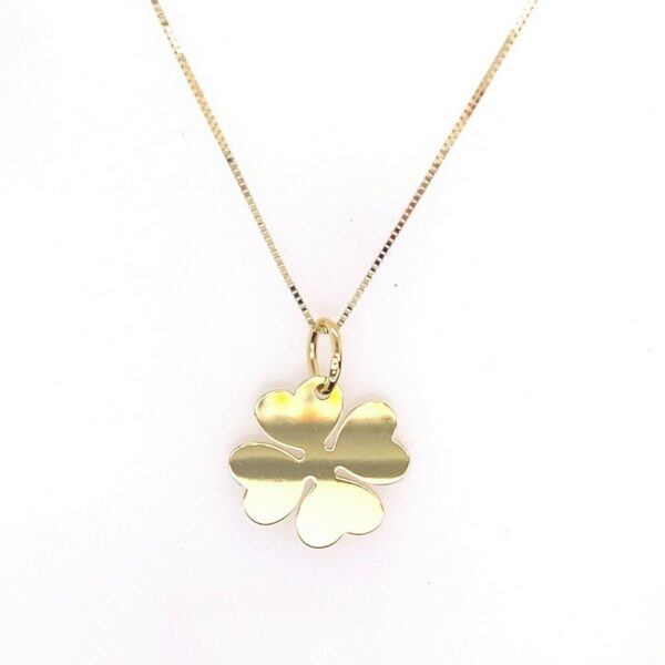9ct Yellow Gold Clover Pendant With 9ct Jump Ring