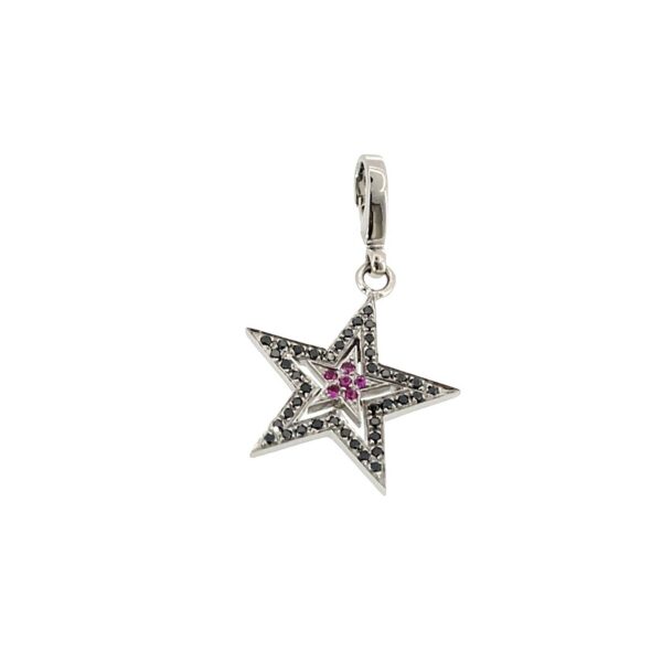Theo Fennell 18ct White Gold Diamond & Ruby Star Charm Pendant