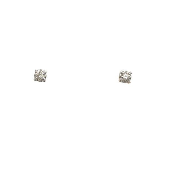 9ct White & Yellow Gold Diamond Stud Earrings Set With 0.15ct Natural Diamonds
