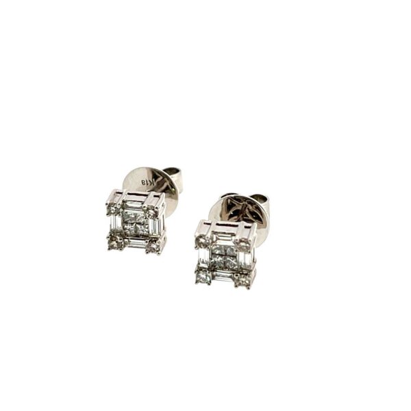 Vintage 18ct White Gold Diamond Earrings, Set With 0.75ct Natural Diamonds