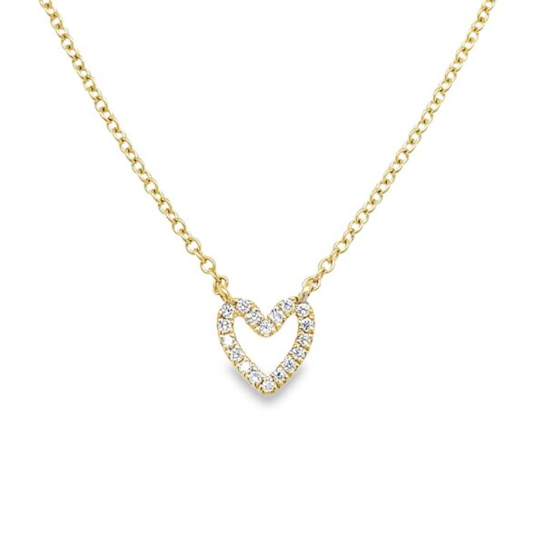 9ct Yellow Gold Pave Set Heart Pendant on an 18/16" 9ct Yellow Gold Chain