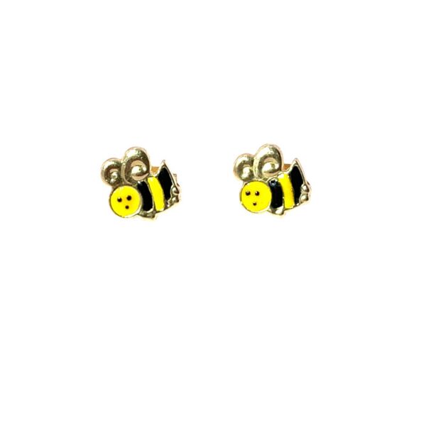 Children’s 9ct Yellow Gold Enamel Bumble Bee Stud Earrings
