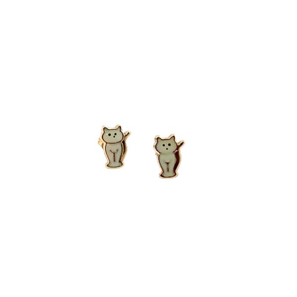 Children’s 9ct Yellow Gold Enamel Cat Stud Earrings
