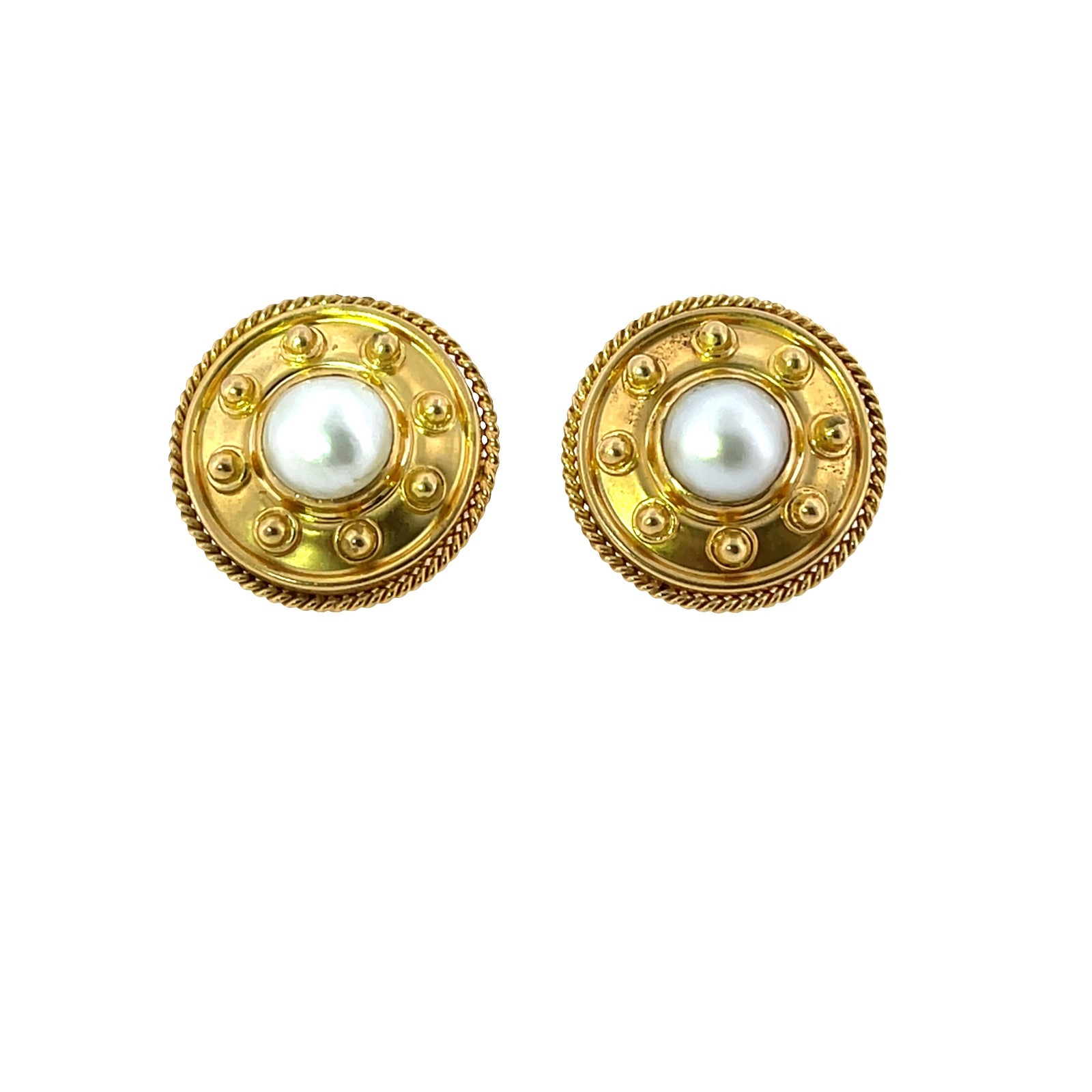 Vintage 18ct Yellow Gold Pearl Earrings, 27mm